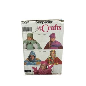 Simplicity 7005 Misses Fleece Hats Scarf Mittens Beret Sewing Pattern 2001